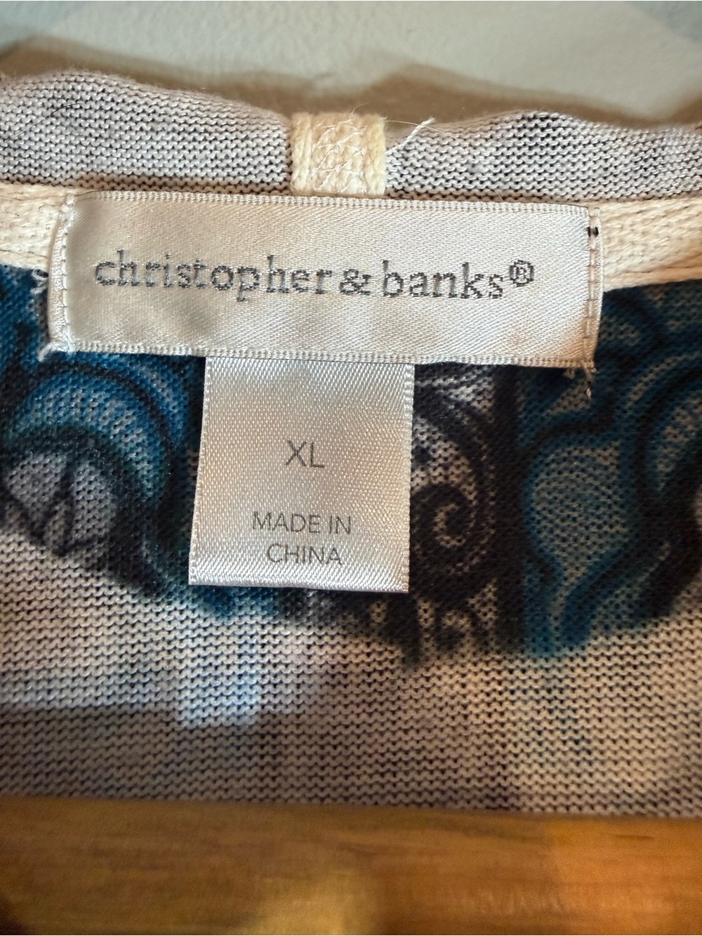 Christopher & Banks Blue and Gray Paisley Zip Hoodie - Picture 8 of 10